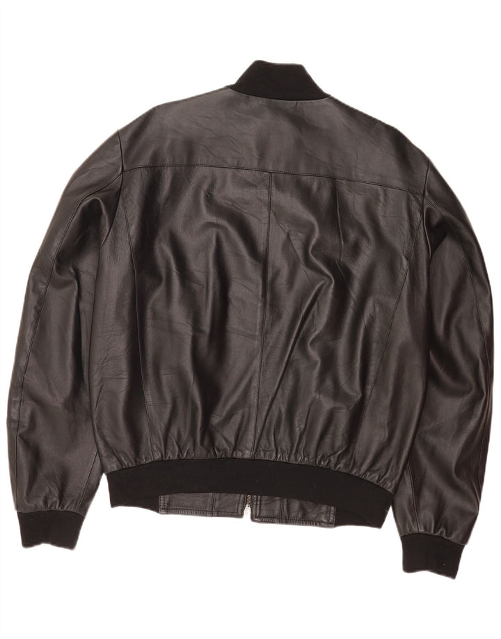 Jaqueta de couro masculina vintage IT 50 grande couro preto