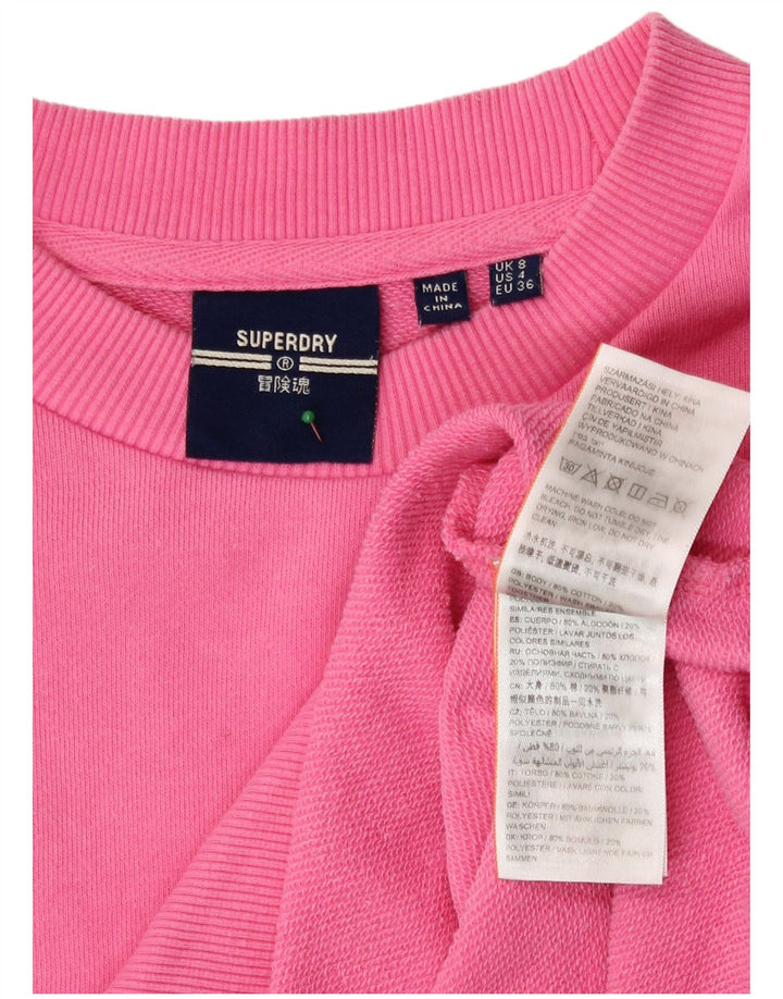 Superdry feminino oversized moletom jumper UK 8 pequeno algodão rosa