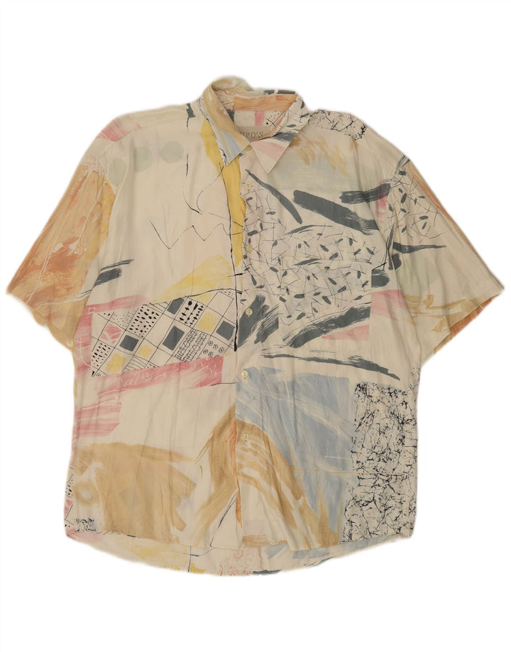 Camisa masculina de manga curta com padrão abstrato Tipo'S grande multicolorida