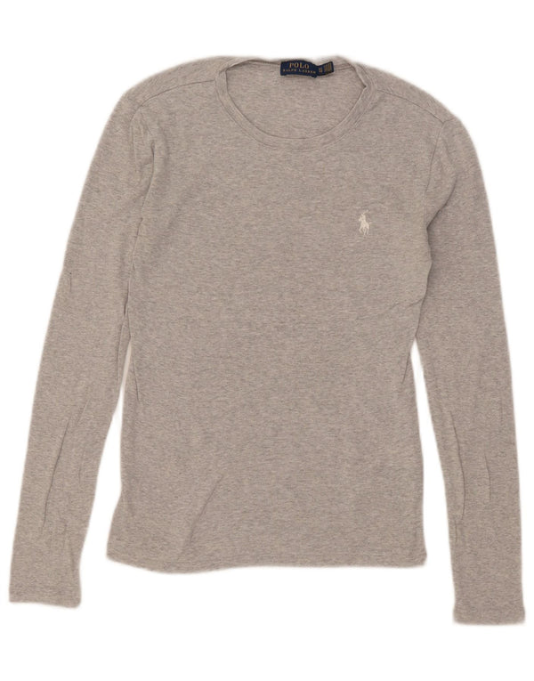 Polo Ralph Lauren Womens Top Long Sleeve UK 4 XS Grey Flecked Cotton