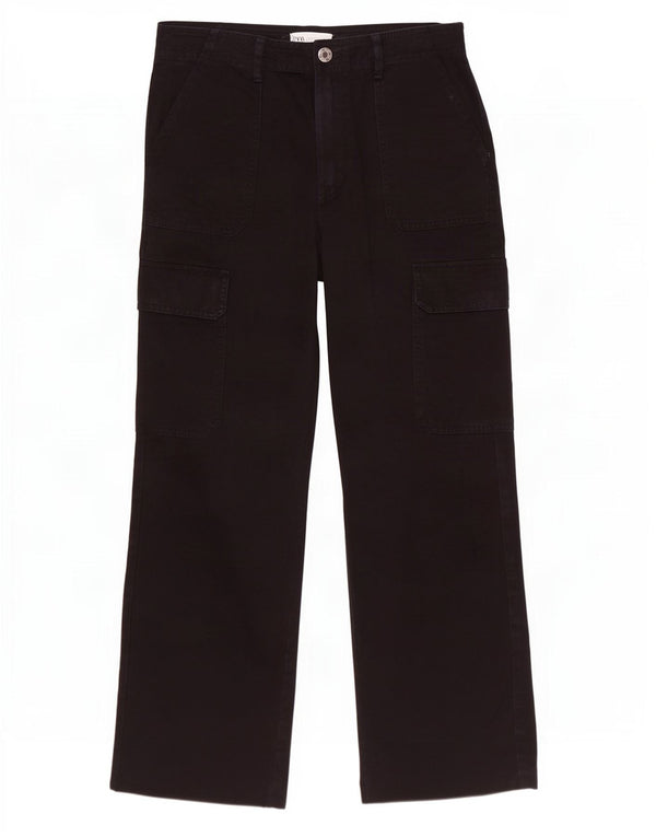Calça cargo feminina Zara cintura alta solta ajuste UE 38 pequena W28 L27 preta