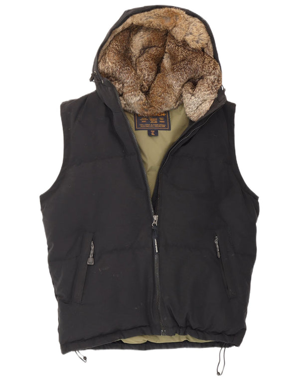Colete acolchoado com capuz feminino Woolrich UK 42 XL algodão azul marinho
