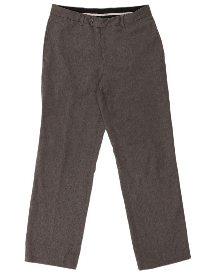 Zara Calça Chino Masculina Reta EU 40 Médio W31 L29 Poliéster Cinza