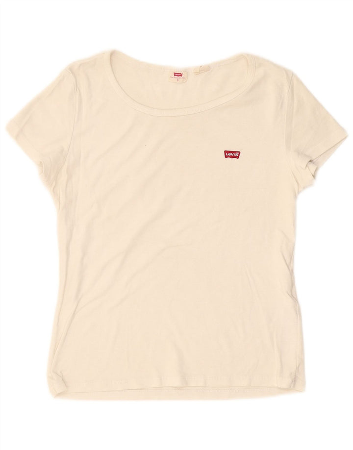 Camiseta feminina LEVI'S UK 12 algodão branco médio