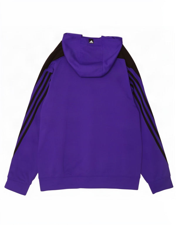 Adidas Mens Hoodie Jumper Large Purple Colourblock Polyester