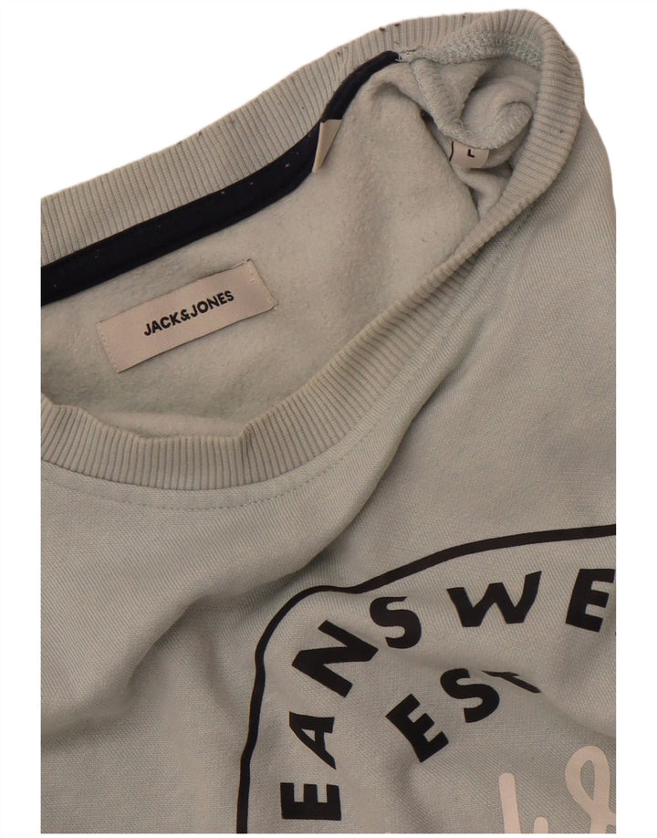 Suéter gráfico masculino JACK & JONES grande azul