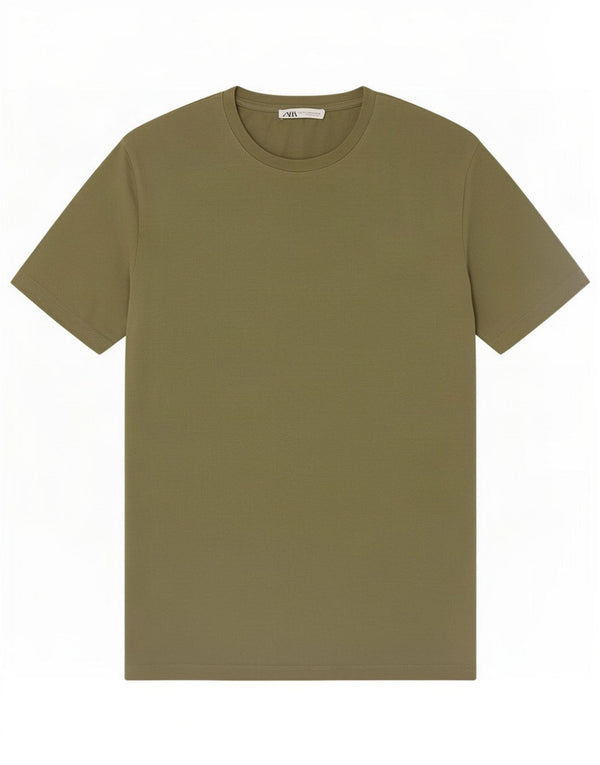 Zara Camiseta masculina Top Médio Caqui