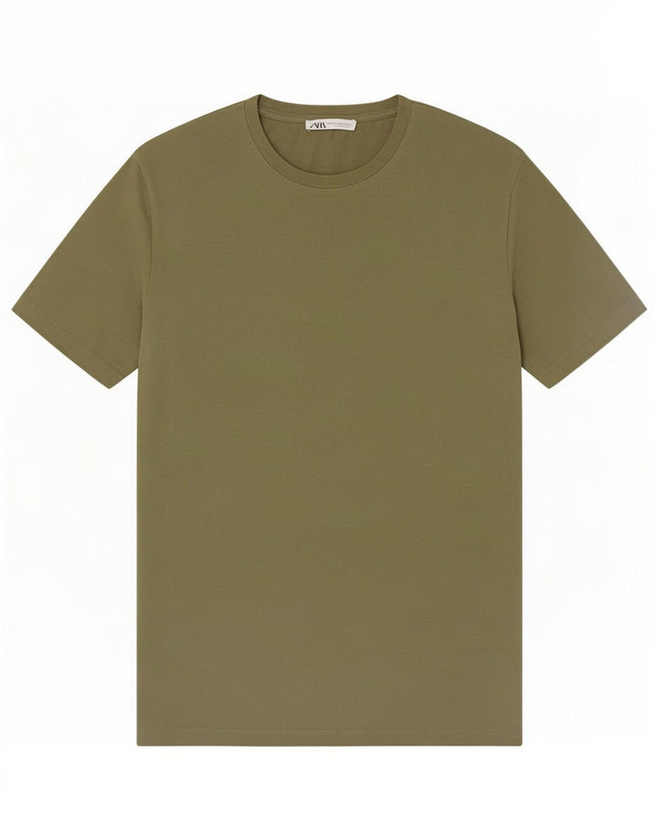Zara Camiseta masculina Top Médio Caqui