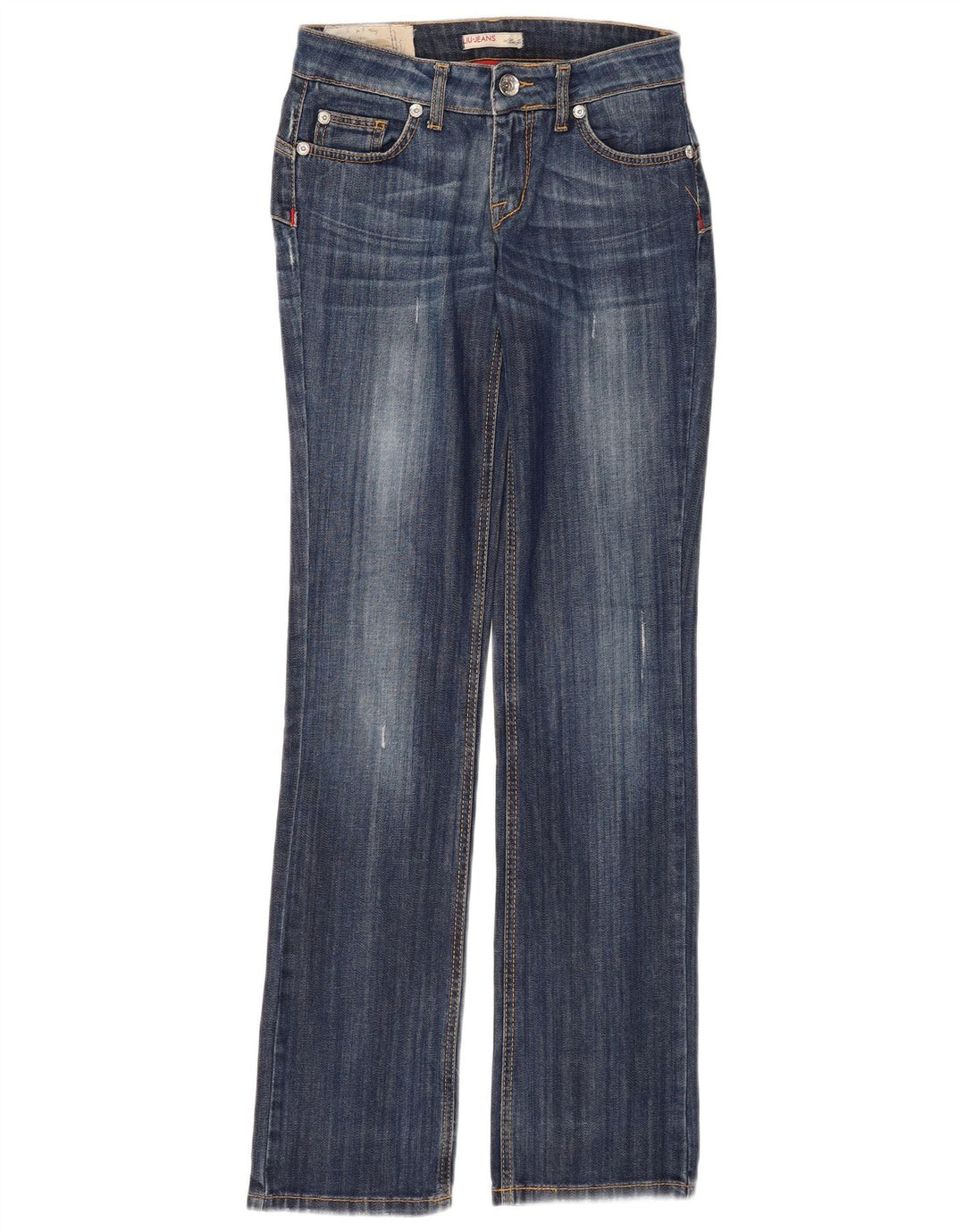 Liu Jo Jeans feminino com corte bootcut desgastado W28 L34 algodão azul