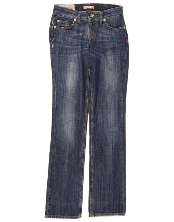 Liu Jo Jeans feminino com corte bootcut desgastado W28 L34 algodão azul