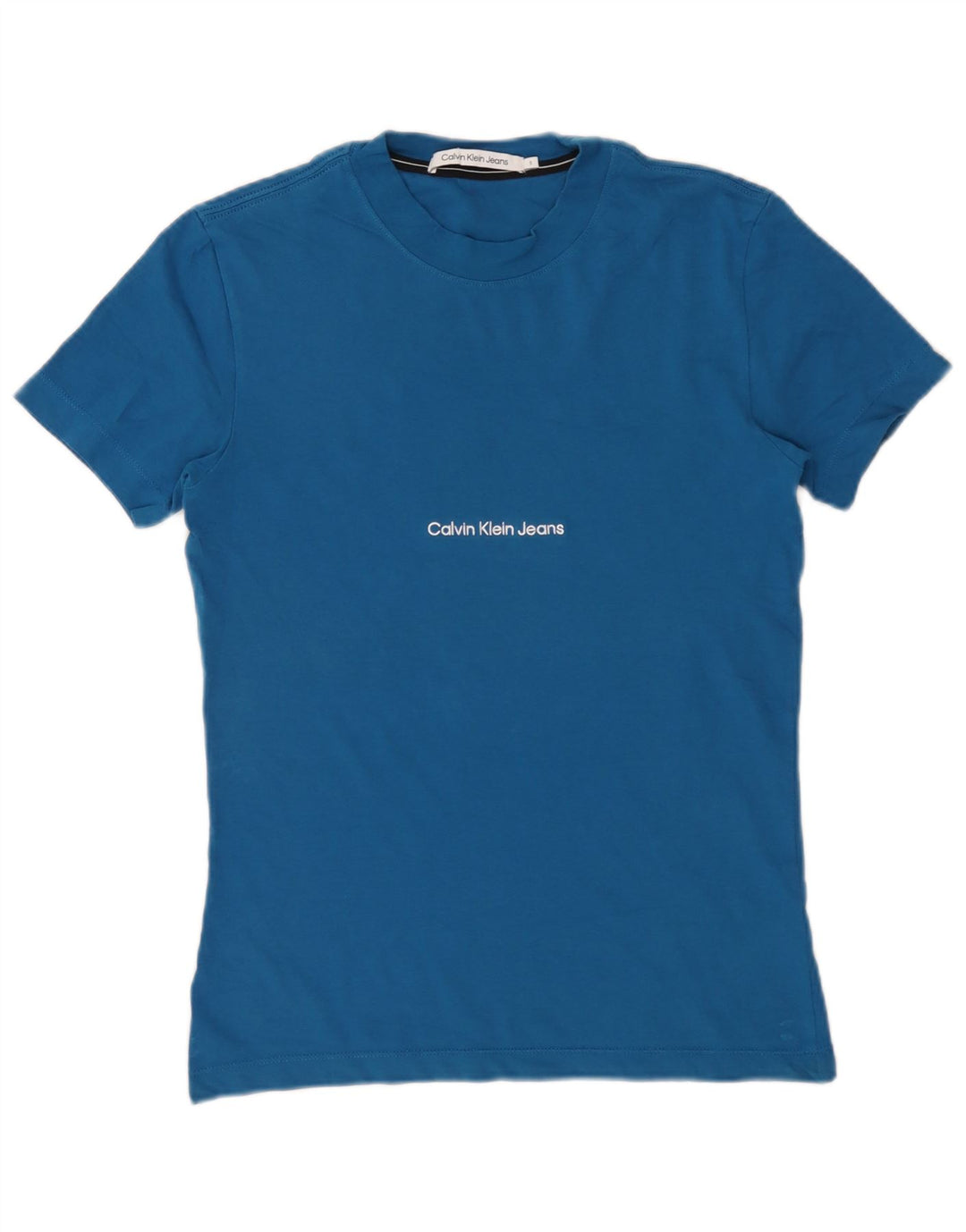 Calvin Klein Jeans Camiseta masculina gráfica top pequeno azul