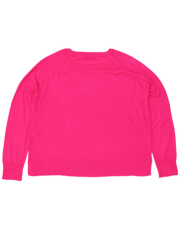 Suéter feminino Zara com gola canoa UK 14 viscose rosa médio