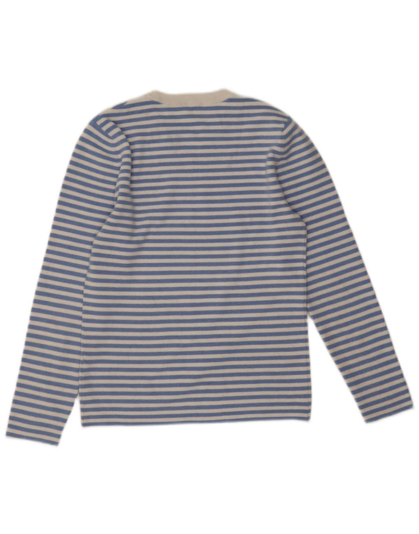 Suéter feminino John Lewis com gola redonda UK 12 listrado azul médio