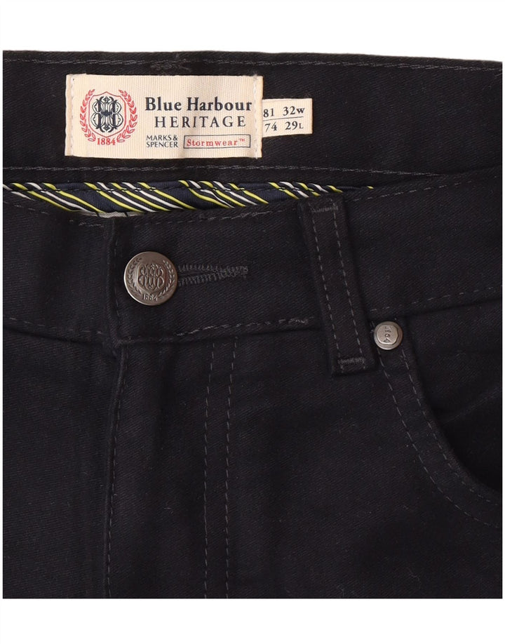 Calça casual masculina Marks & Spencer Blue Harbor W32 L29 azul marinho