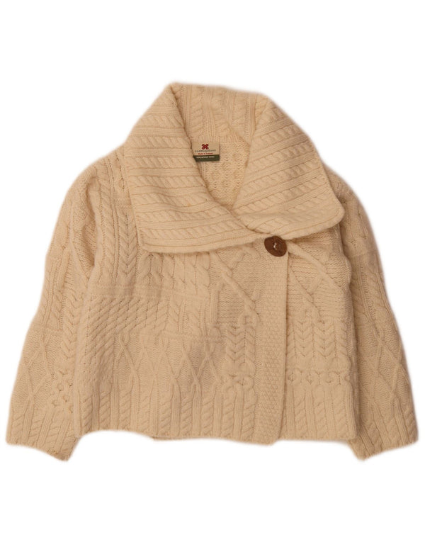 Suéter cardigã feminino Carraig Donn com ajuste relaxado Reino Unido 4 XS branco