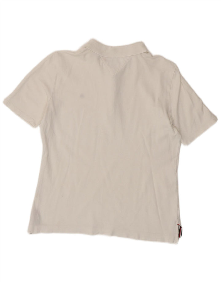 Camisa polo feminina Tommy Hilfiger Regular Fit UK 10 pequena branca