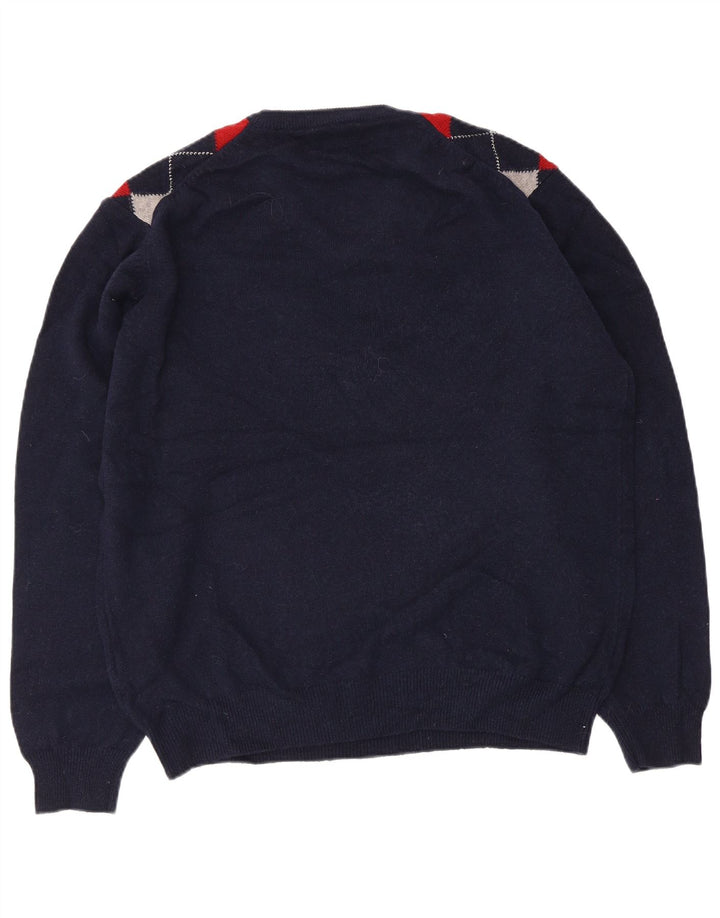 Suéter masculino Marks & Spencer Blue Harbor com decote em V grande azul marinho