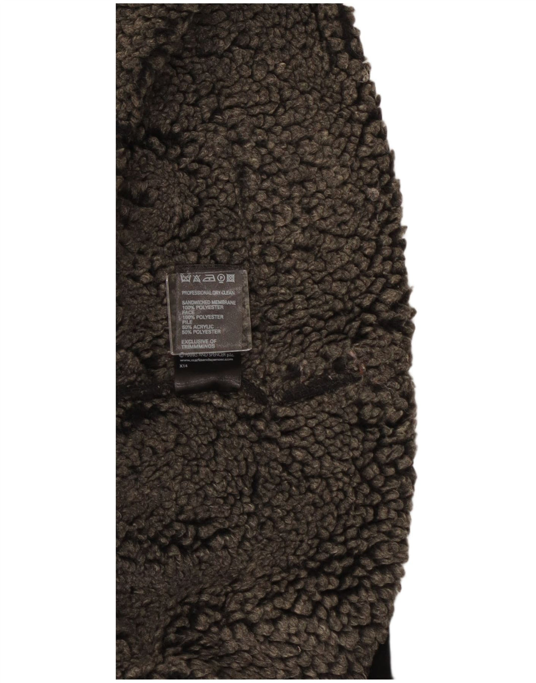 Jaqueta Sherpa Feminina Marks & Spencer Reino Unido 18 XL Poliéster Preto