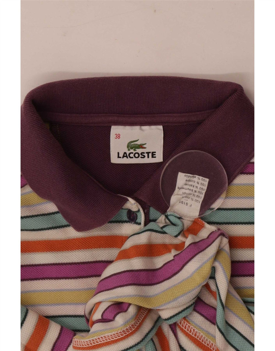 Camisa polo feminina regular Lacoste tamanho 38 médio listrado multicolorido