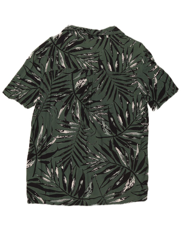 Weird Fish Masculino Abstrato Padrão Camisa de Manga Curta Pequena Viscose Verde