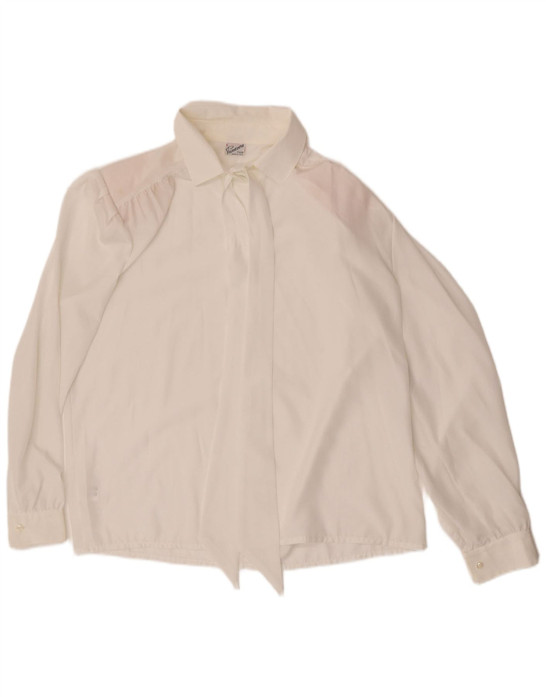 Blusa feminina Primavera Firenze com gravata borboleta Reino Unido 18 XL poliéster branco