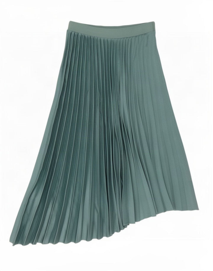 Zara Saia feminina assimétrica plissada média W28 poliéster verde
