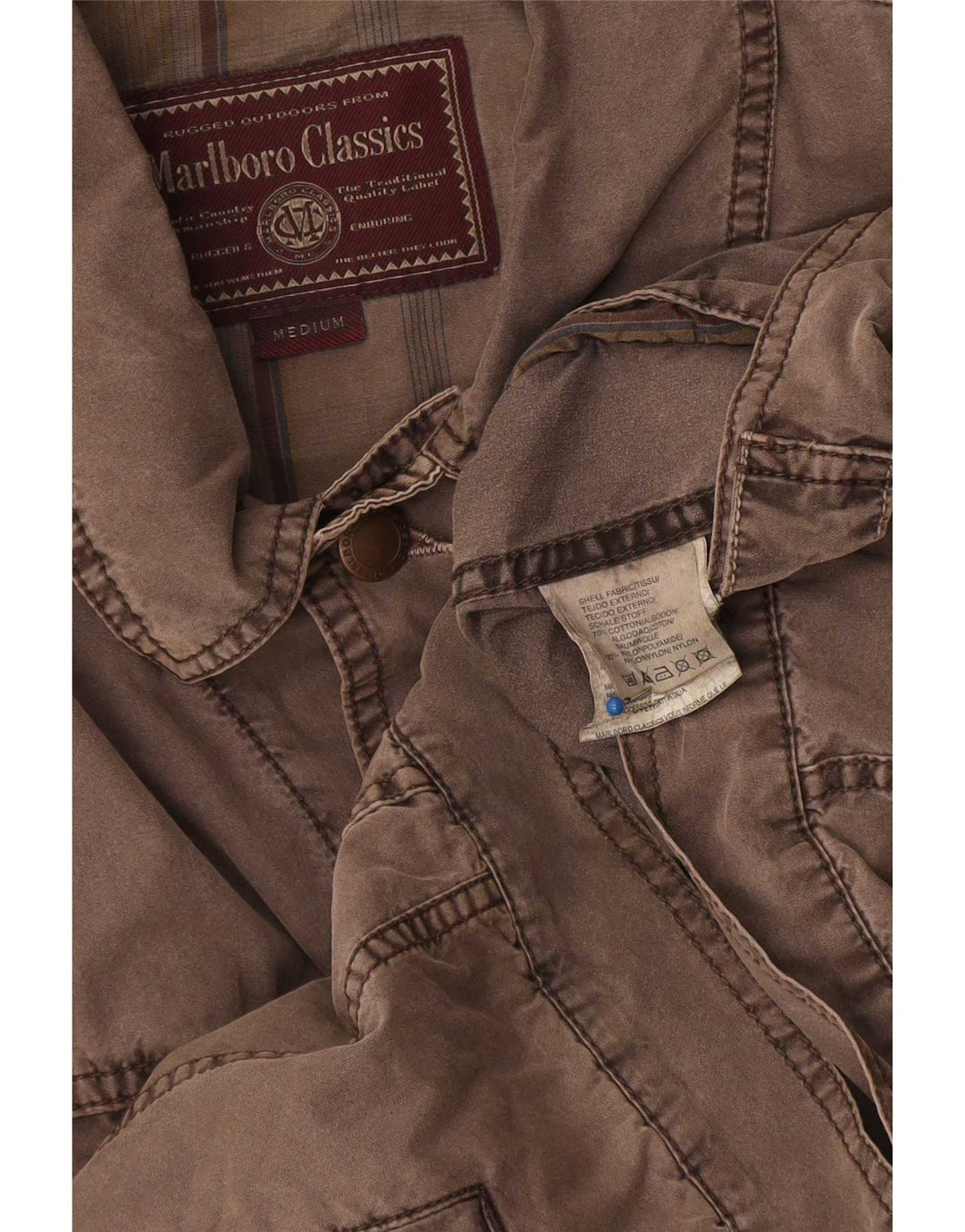 Jaqueta bomber masculina Marlboro Classics Reino Unido 38 algodão marrom médio