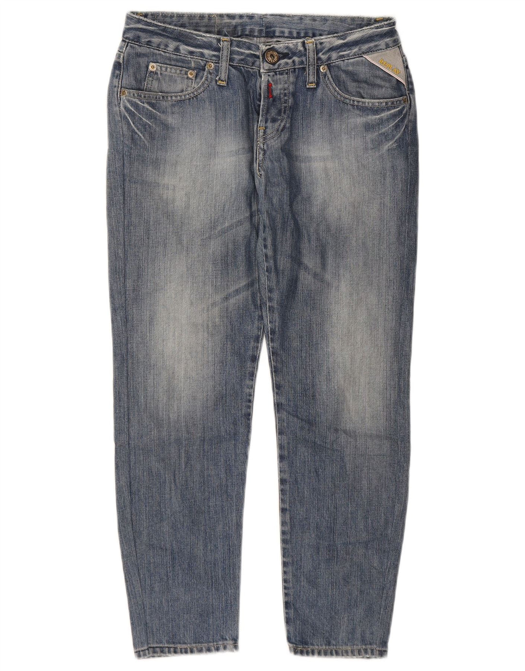 Jeans cônicos femininos REPLAY W29 L25 algodão azul