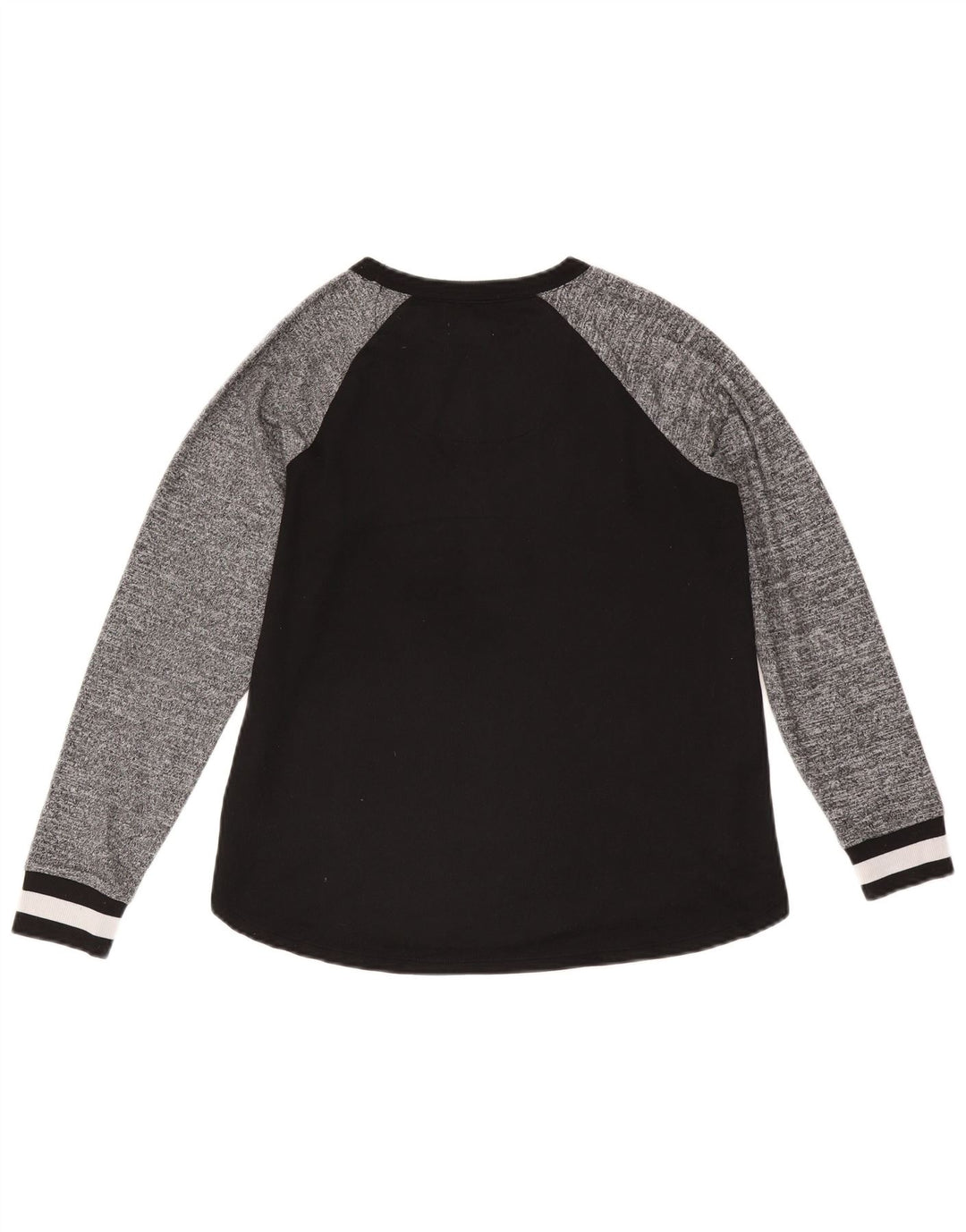Dkny Top feminino gráfico manga comprida UK 10 pequeno preto colorblock poliéster