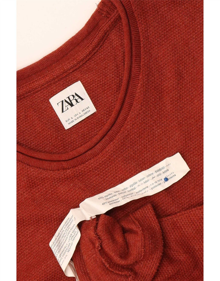 Zara Top masculino manga comprida grande algodão vermelho