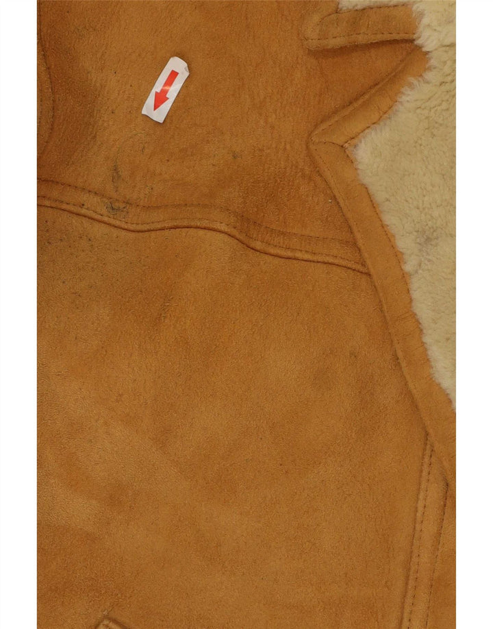 Jaqueta masculina vintage shearling IT 54 2XL couro marrom