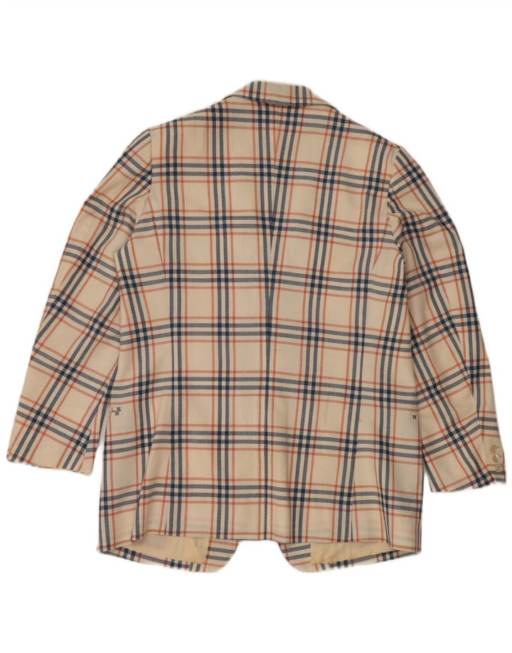 Jaqueta Blazer Masculina Vintage com 2 Botões UK 38 Médio Off White Check