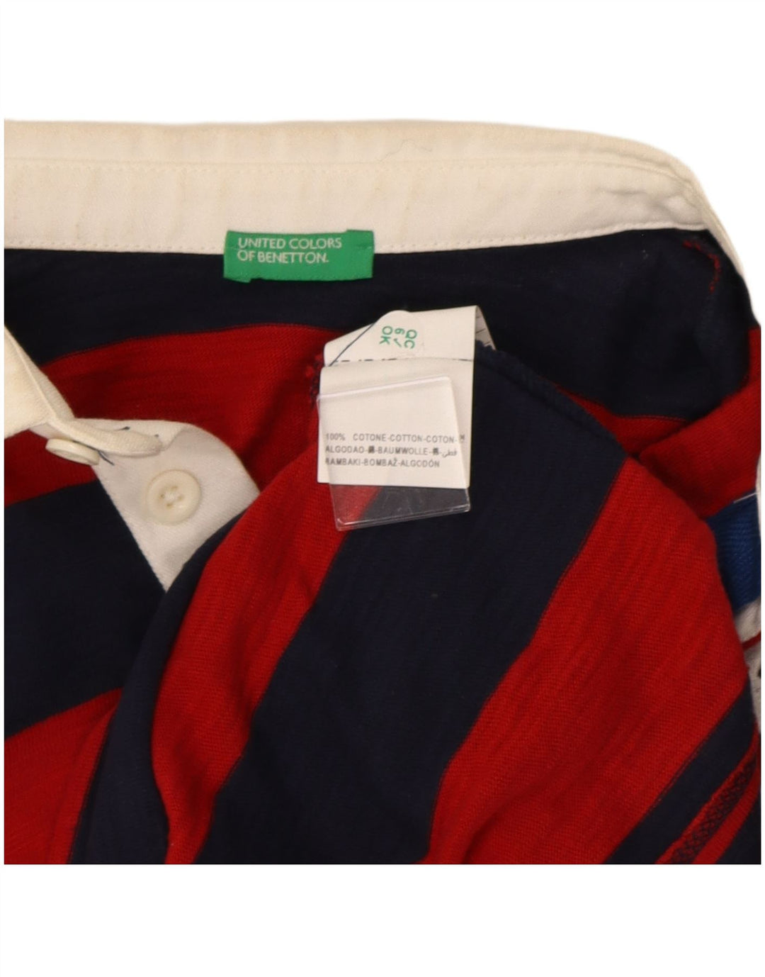 Polo regular de manga comprida Benetton Boys 7-8 anos médio listrado vermelho