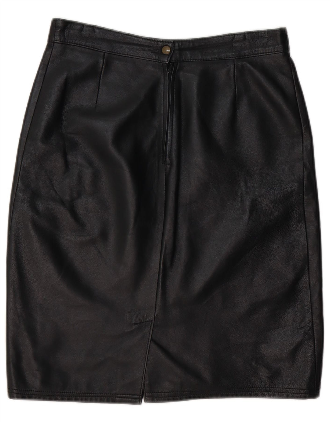 Saia feminina de couro VINTAGE IT 44 médio W28 couro preto