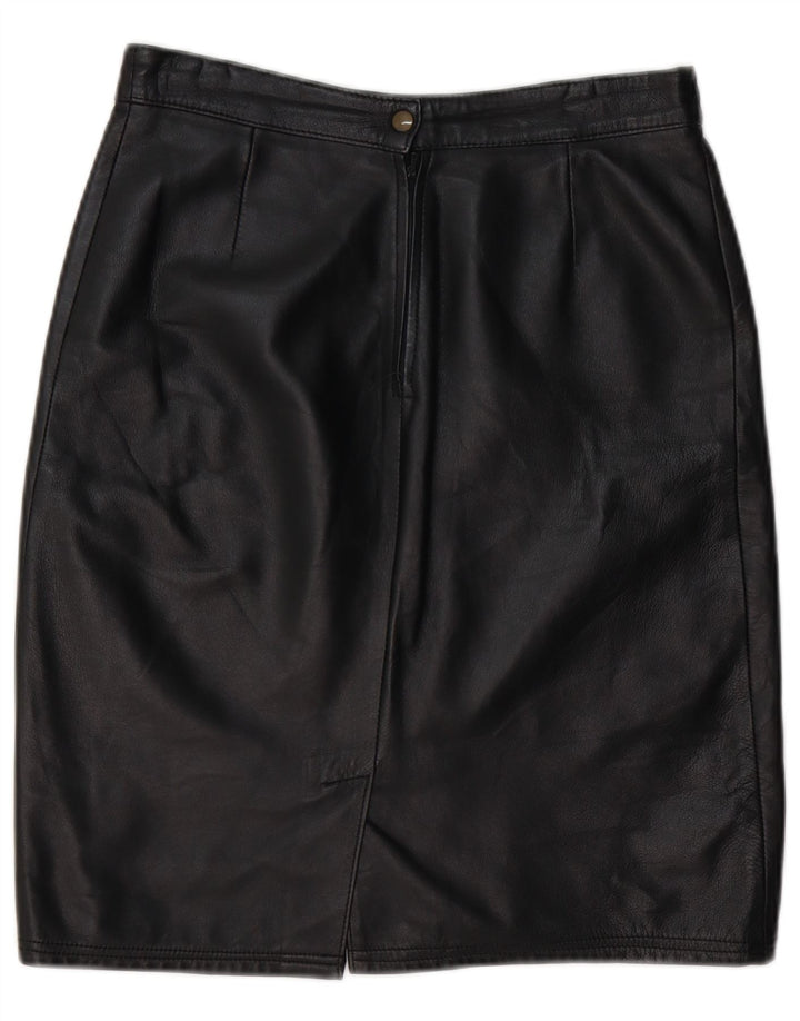 Saia feminina de couro VINTAGE IT 44 médio W28 couro preto