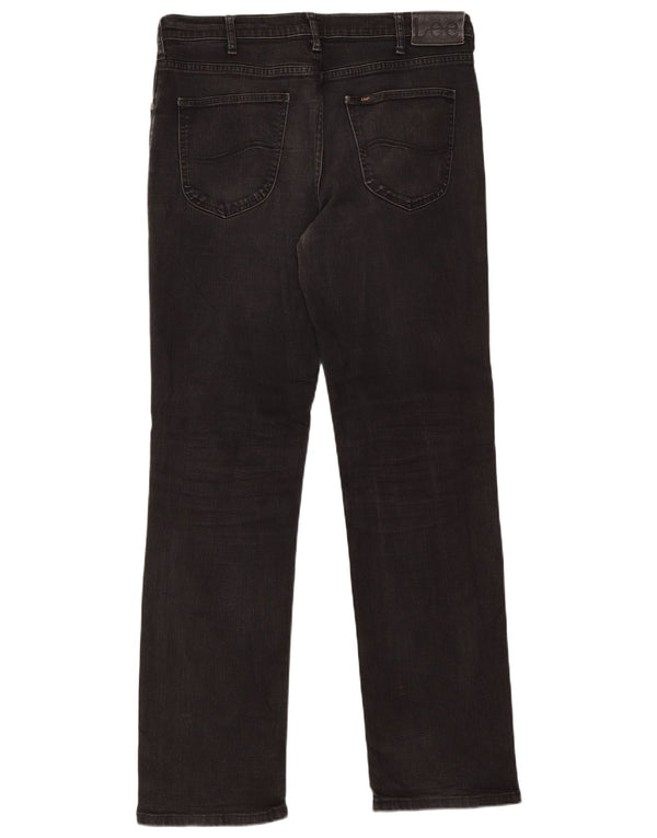 Lee Womens Brooklyn Straight Jeans W36 L34 Algodão Preto