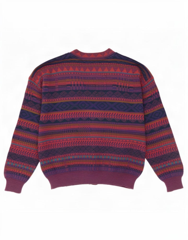Suéter Cardigan Masculino Vintage IT 50 Médio Multicolorido Geométrico
