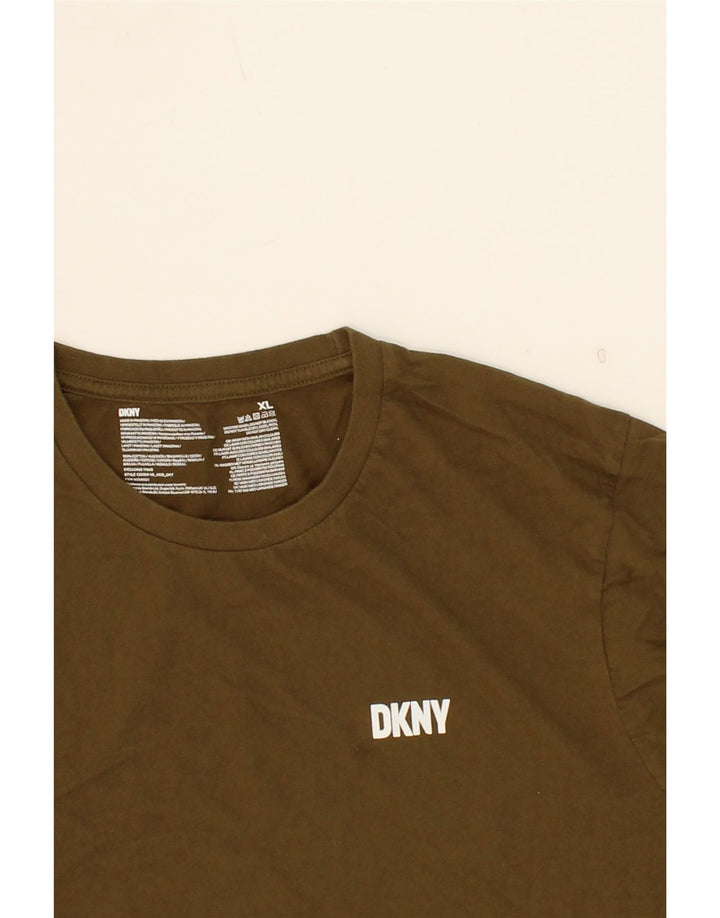 DKNY Mens T-Shirt Top XL Khaki Cotton Vintage Dkny and Second-Hand Dkny from Messina Hembry 