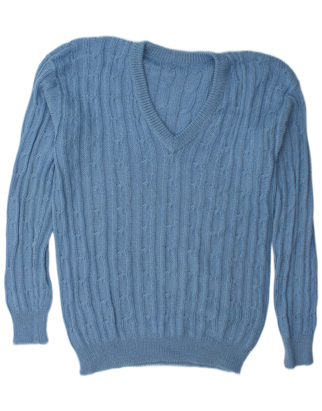 Suéter vintage masculino com decote em V XL azul