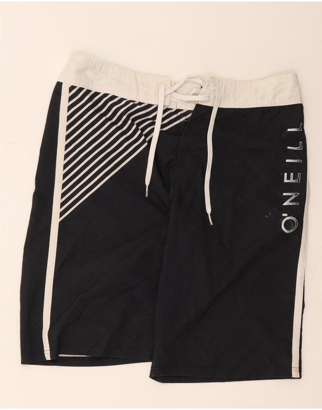 Shorts de natação masculino O'Neill com listras pretas médias de poliéster