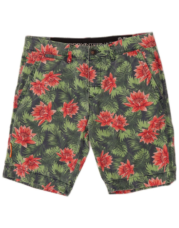 Superdry Mens Chino Shorts Médio W32 Algodão Floral Verde
