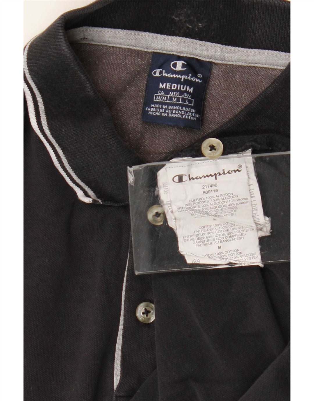 Camisa polo masculina Champion médio azul marinho listrado algodão