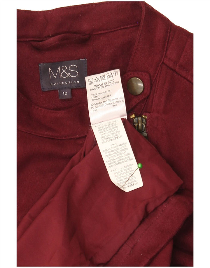 Jaqueta feminina de motociclista Marks & Spencer UK 10 pequena motociclista de poliéster cor de vinho