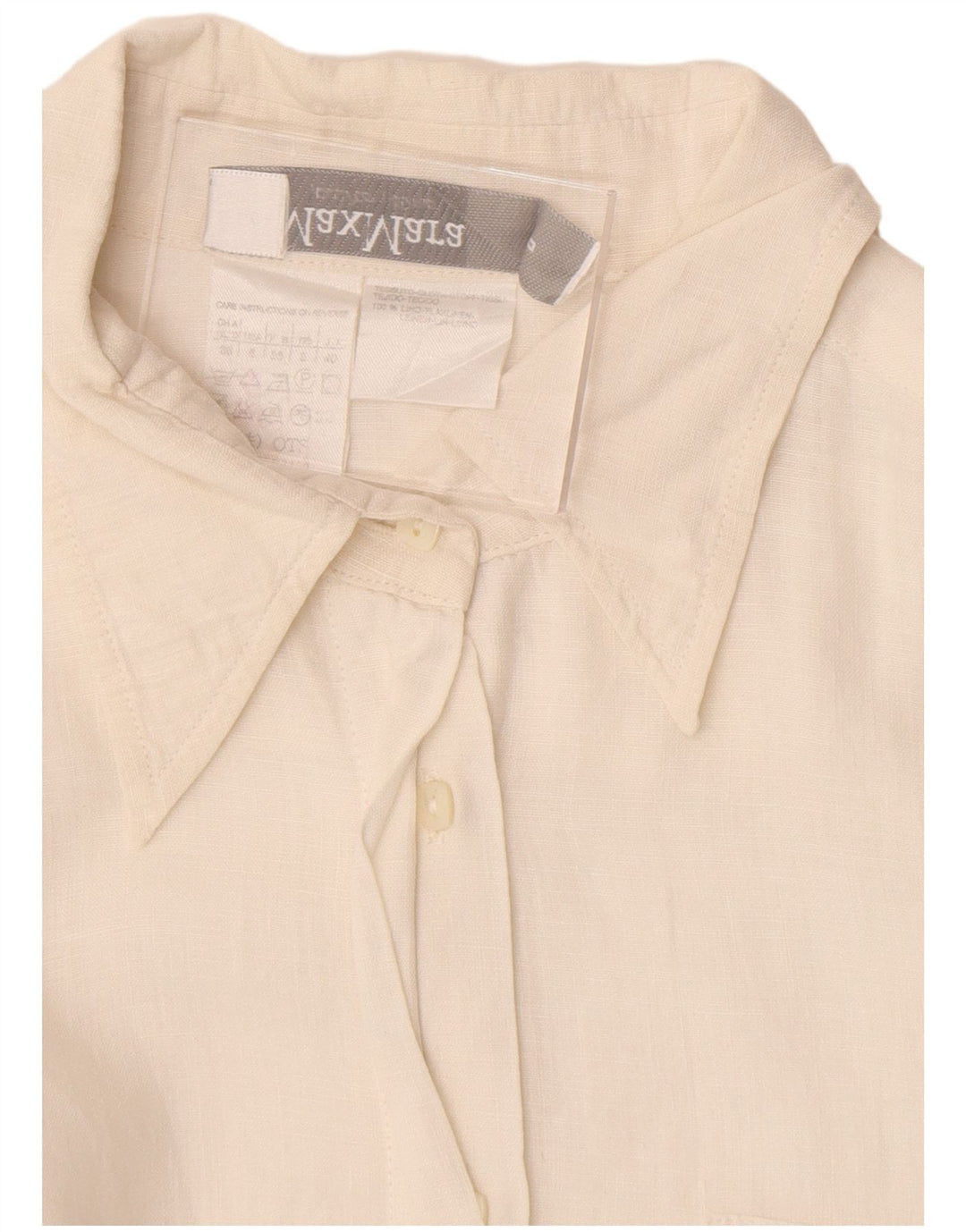 Camisa feminina Max Mara UK 10 pequena linho branco