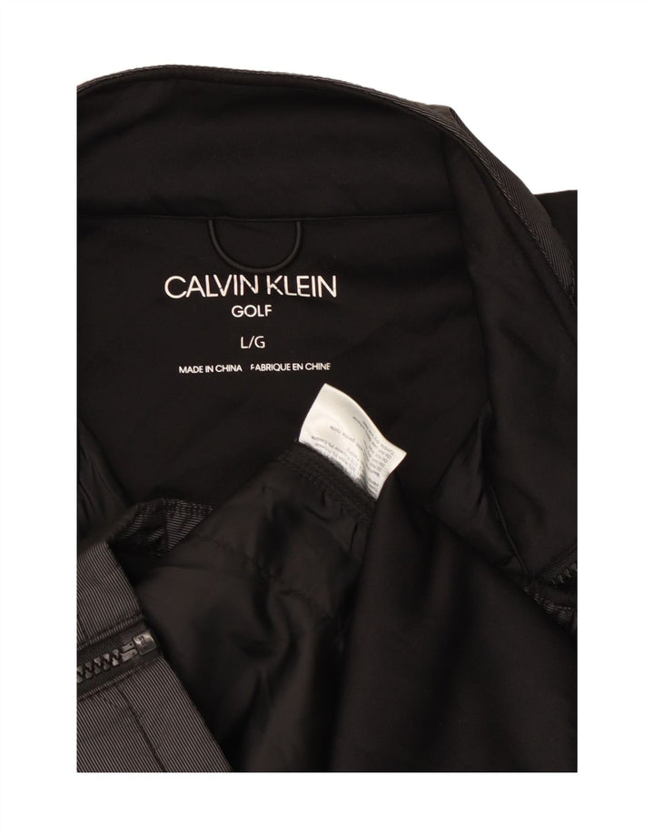 Calvin Klein Jaqueta masculina de agasalho grande de nylon preto
