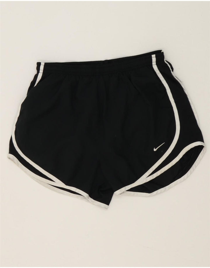 Shorts esportivos femininos Nike Dri Fit UK 8 pequenos poliéster preto