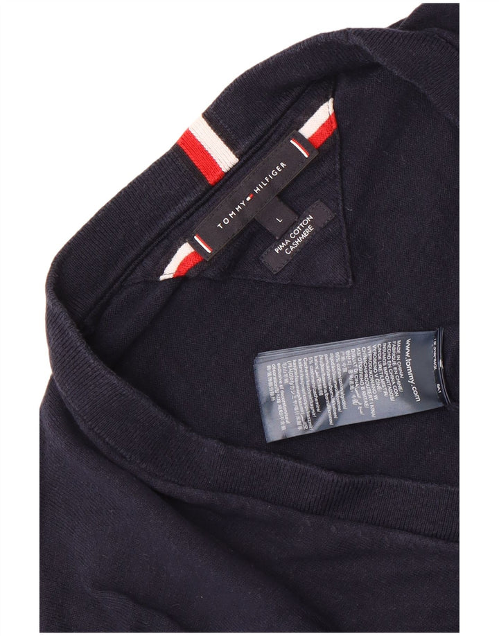 Suéter cardigã masculino Tommy Hilfiger grande algodão azul marinho