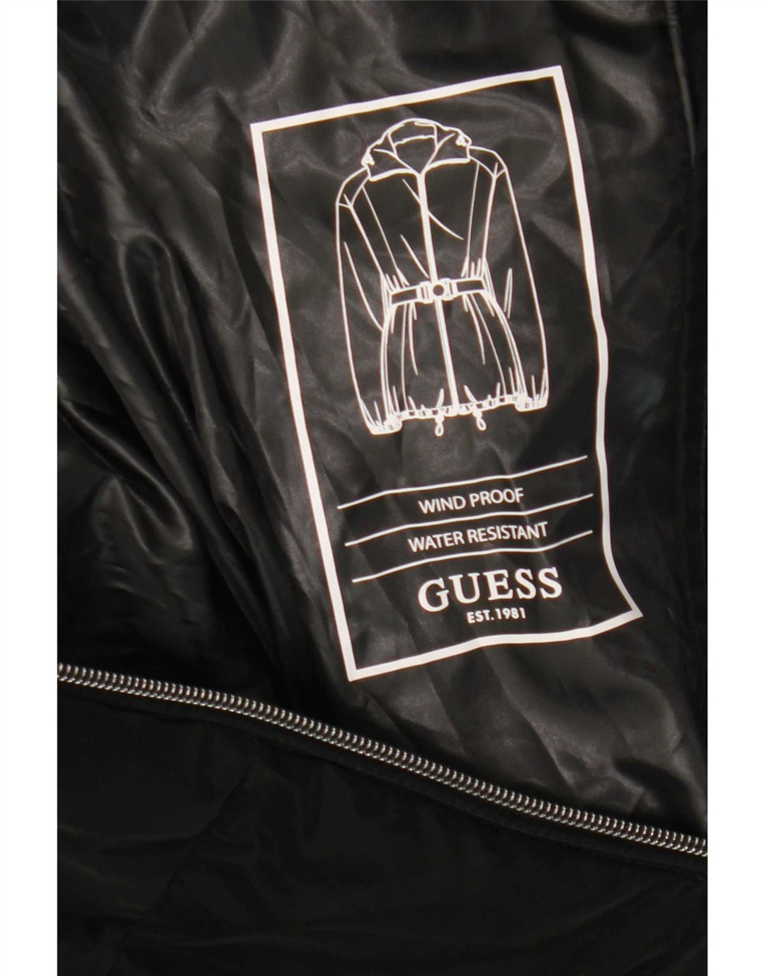 Jaqueta feminina acolchoada com capuz Guess UK 12 poliéster preto médio
