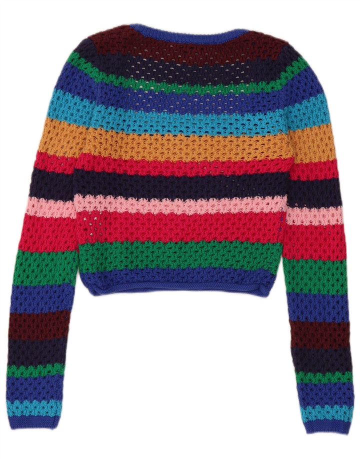 Zara Suéter feminino com gola canoa e listrado médio multicolorido Reino Unido 12
