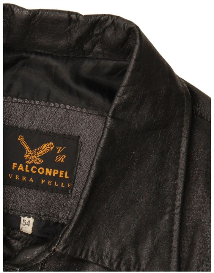Jaqueta de couro masculina Falconpel IT 54 2XL couro preto